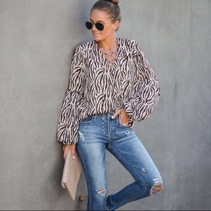 vici collection brown zebra blouse